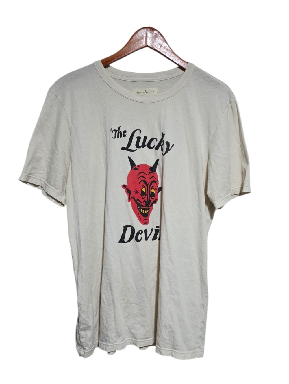 Imogene + Willie Lucky Devil Tee in Vintage White Size XL